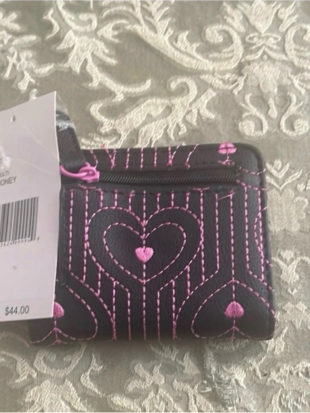 Betsey Johnson Pink and Black Heart Card Holder